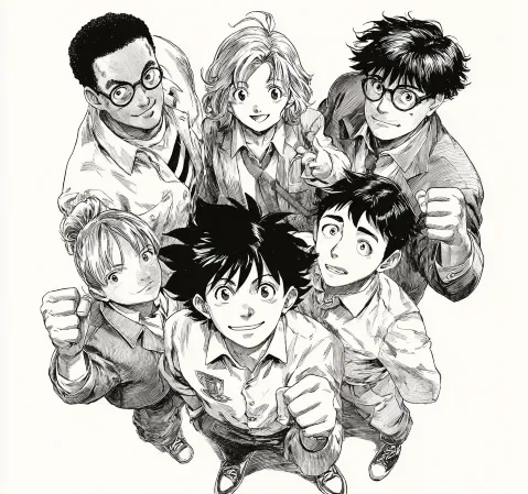 漫画阅读场景，读者在安静地翻阅漫画作品